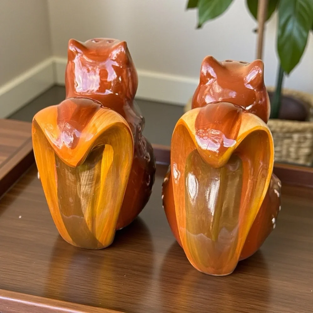 Bico Vintage Ceramic Squirrel Salt & Pepper Shaker Set Brown Woodland 2pc